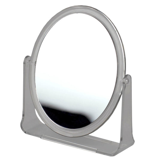 Double Sided Tabletop and Countertop Mirror with Transparent Plastic Frame, Clear