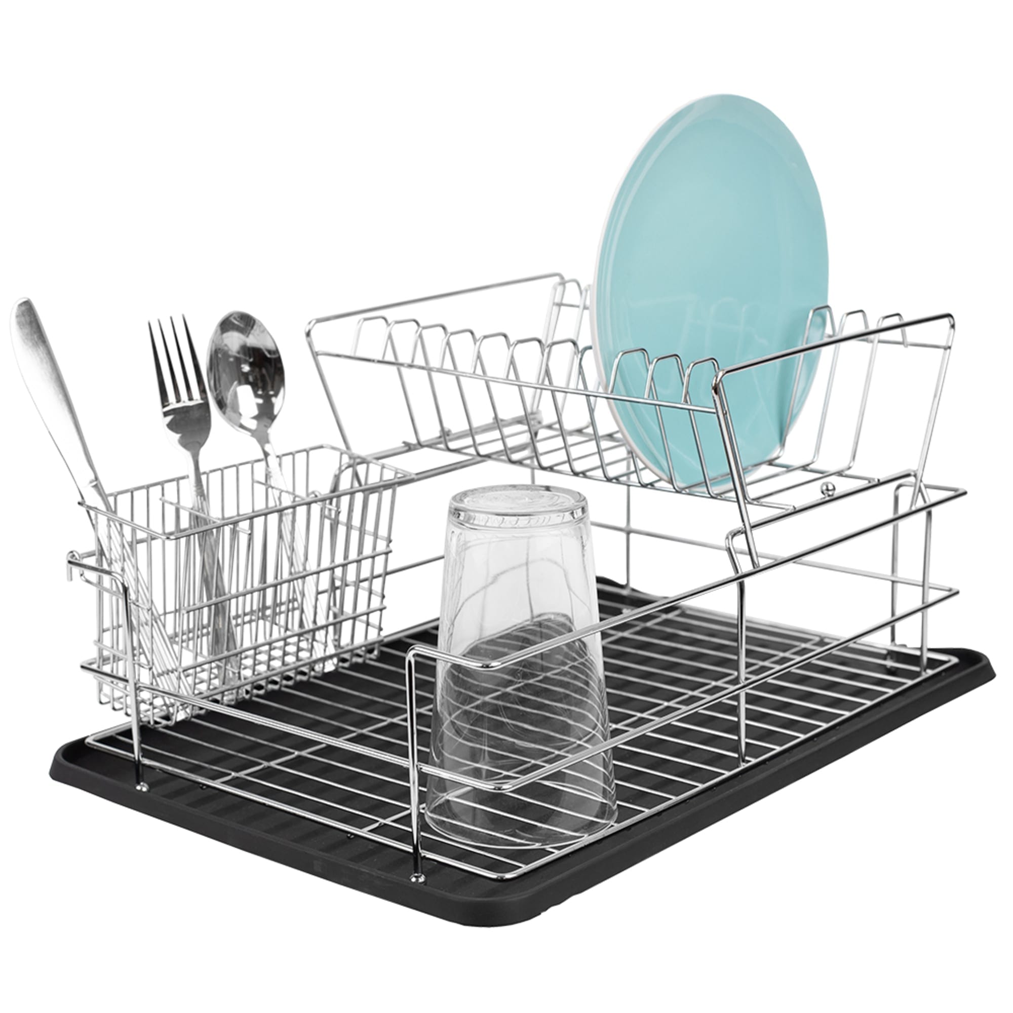 Dish Drying Rack 2-Tier Dish Rack Drain Board W/Lid Cover Kitchen Plate Dish  Dry