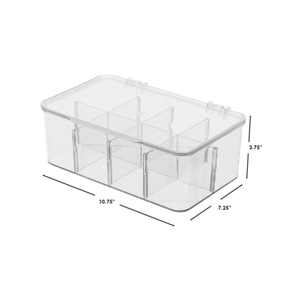 8 Compartment Plastic Tea Storage Box, Clear