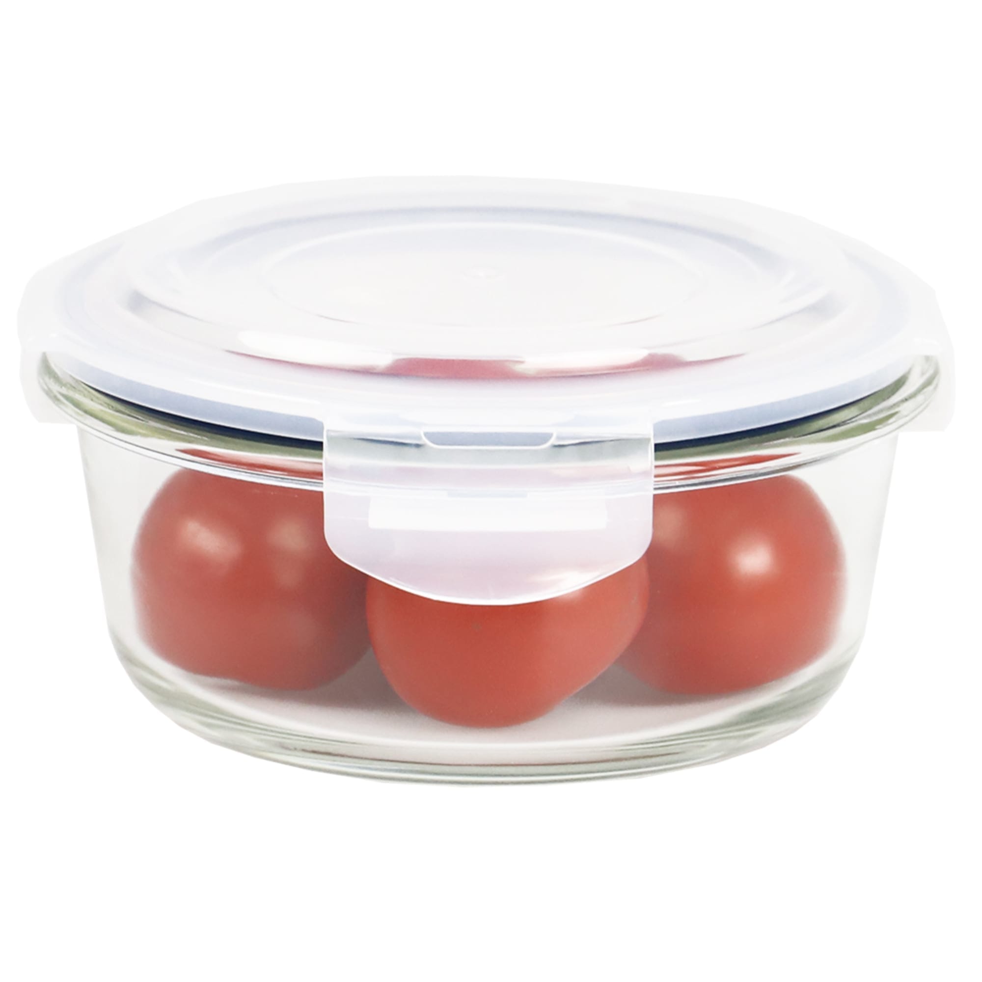 Home Basics Round 32 oz. Glass Food Storage Container with Red Lid, Clear, FOOD PREP