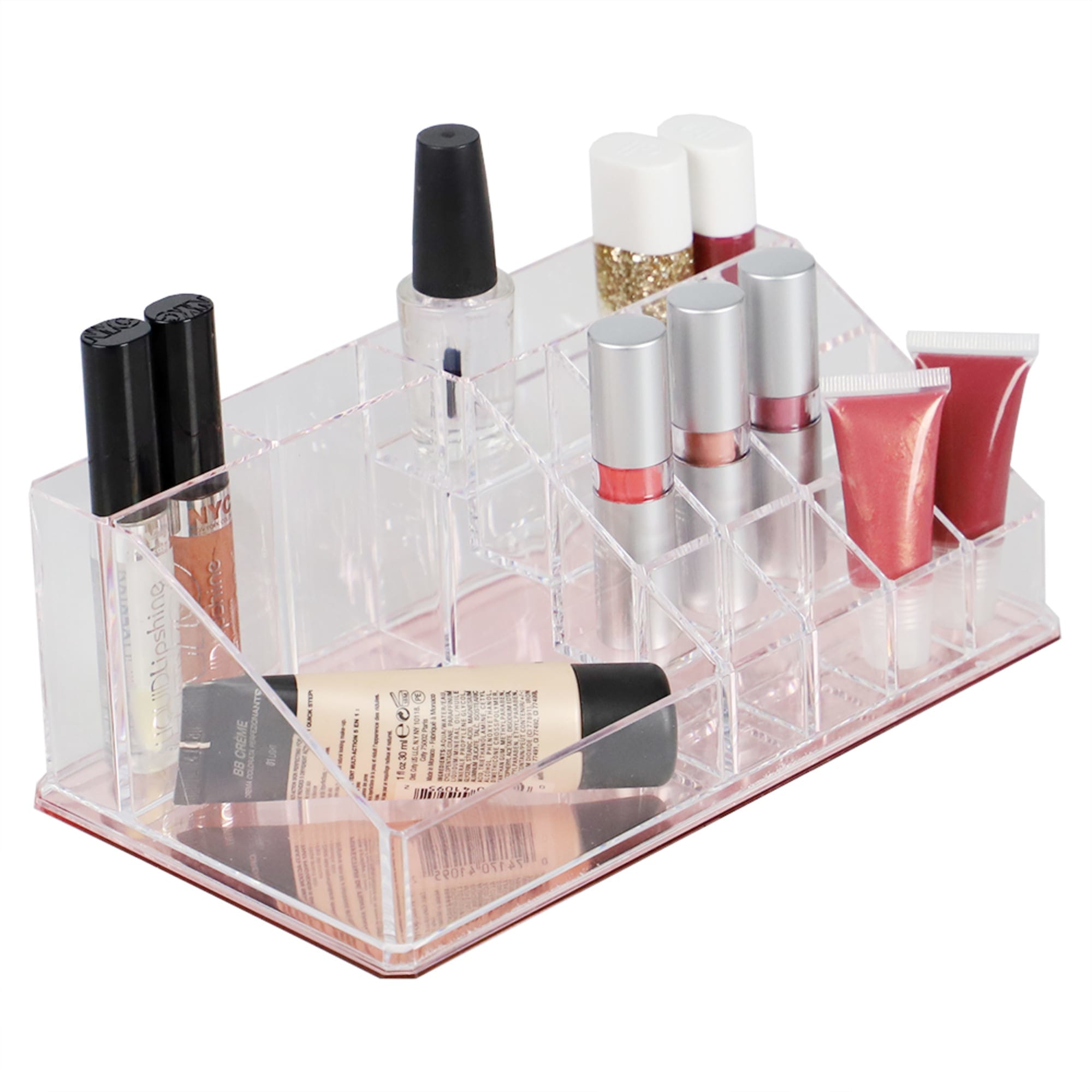 Large 16 Compartment Organizer with Rose Bottom COSMETIC | SHOP HOME BASICS - Shop Home Basics