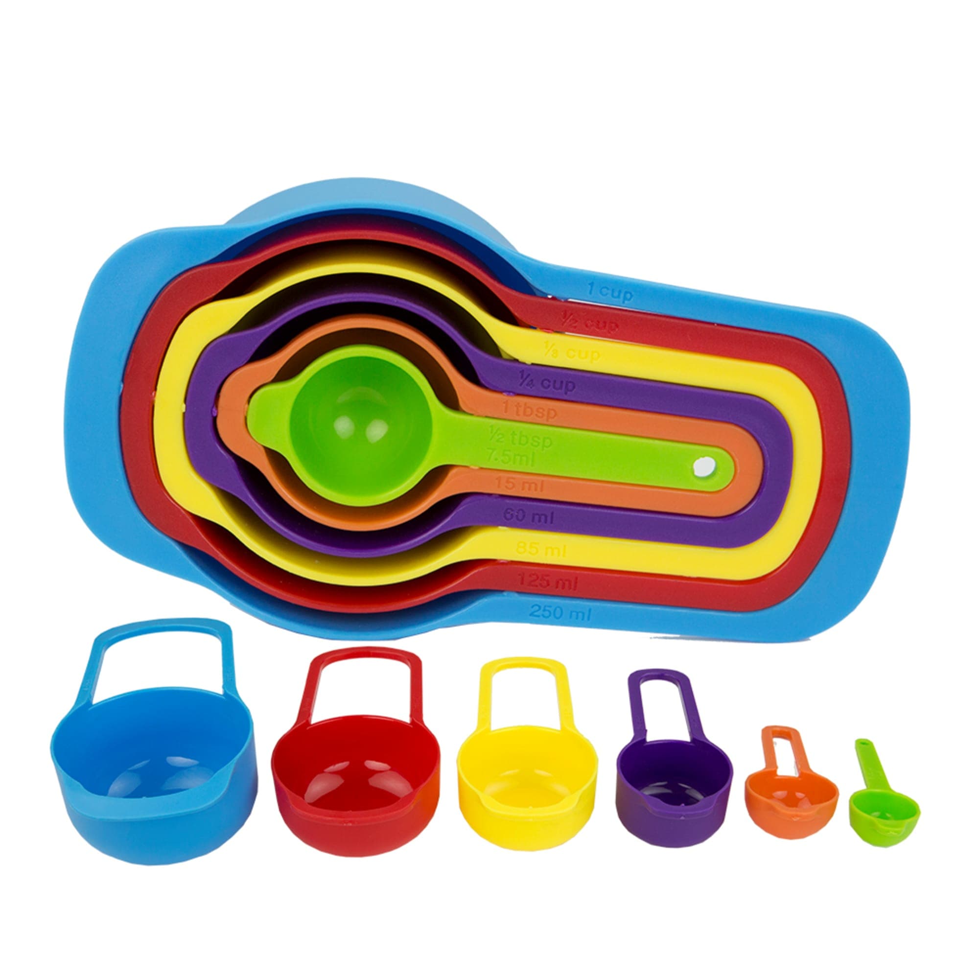 6 Piece Plastic Measuring Cup Set, Multi-Colored, FOOD PREP