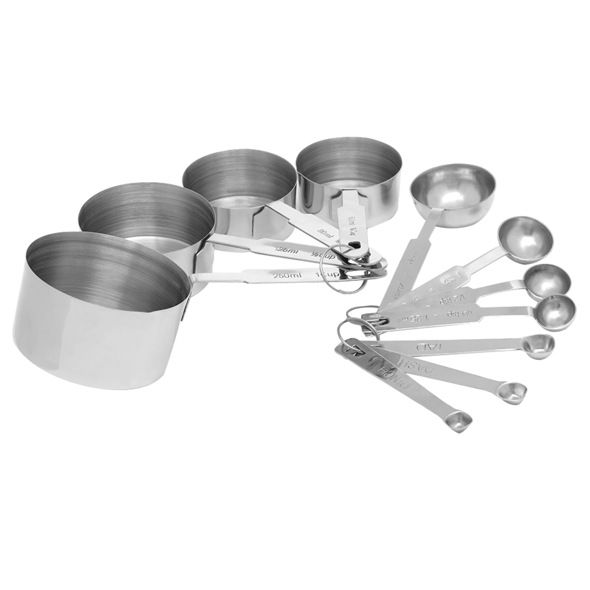 Chicago Metallic Stainless Steel Measuring Cups and Spoons, 11-Piece,  Silver