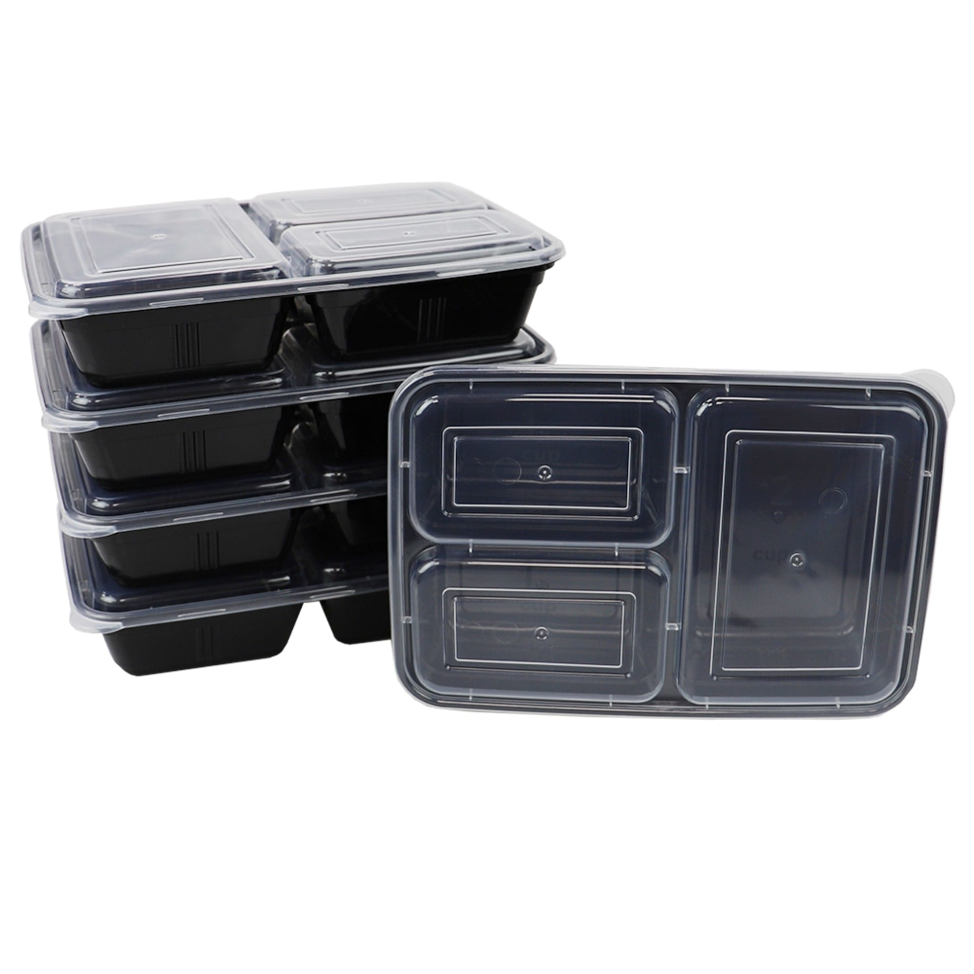 SafePro MC339B 39 Oz 3-Compartment Microwavable Containers Combo, Black  Bottom, 150/CS