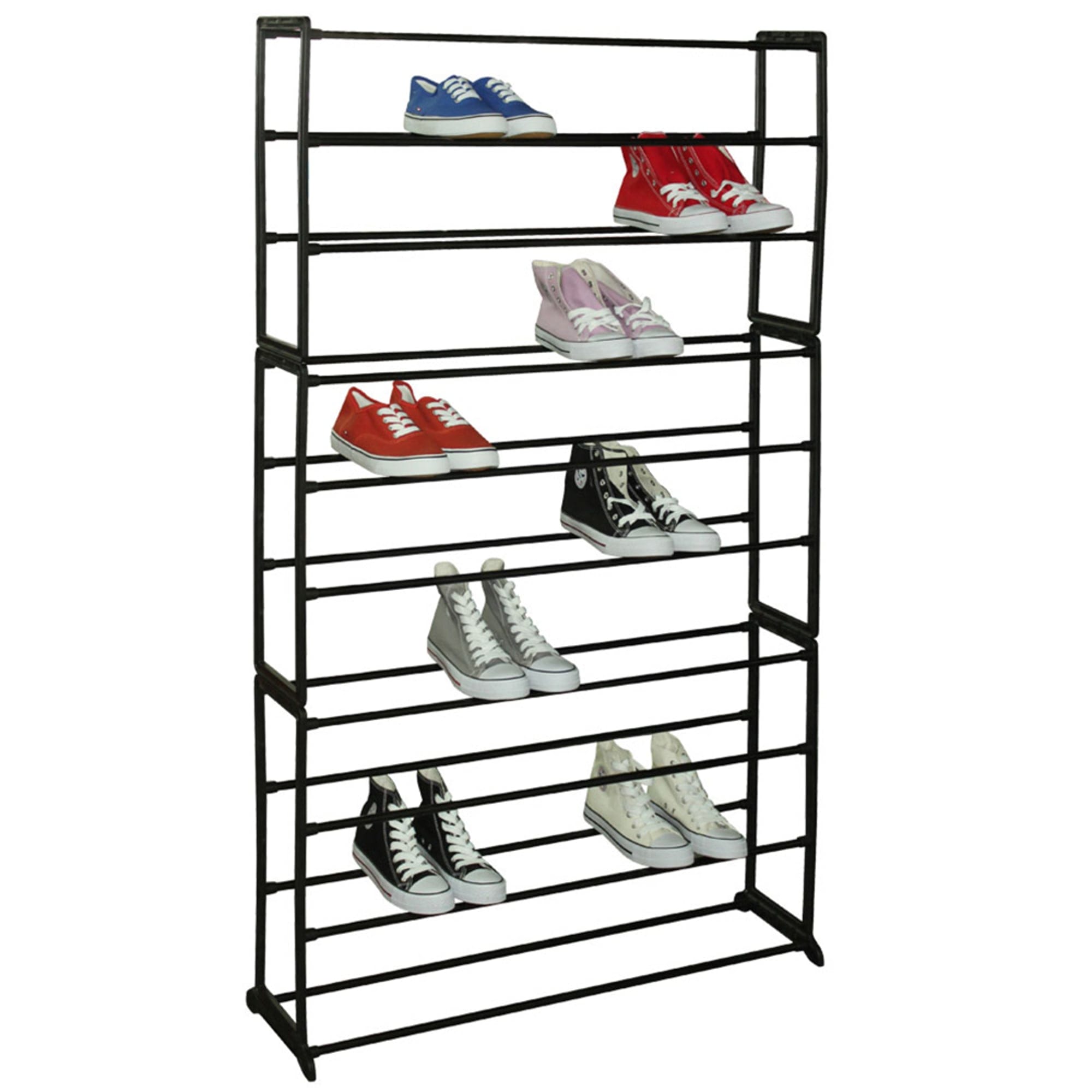 Home Basics 4-Tier Stackable Shoe Rack, Grey, 12 Pair Capacity,  Freestanding Shoe Storage Organizer in the Shoe Storage department at