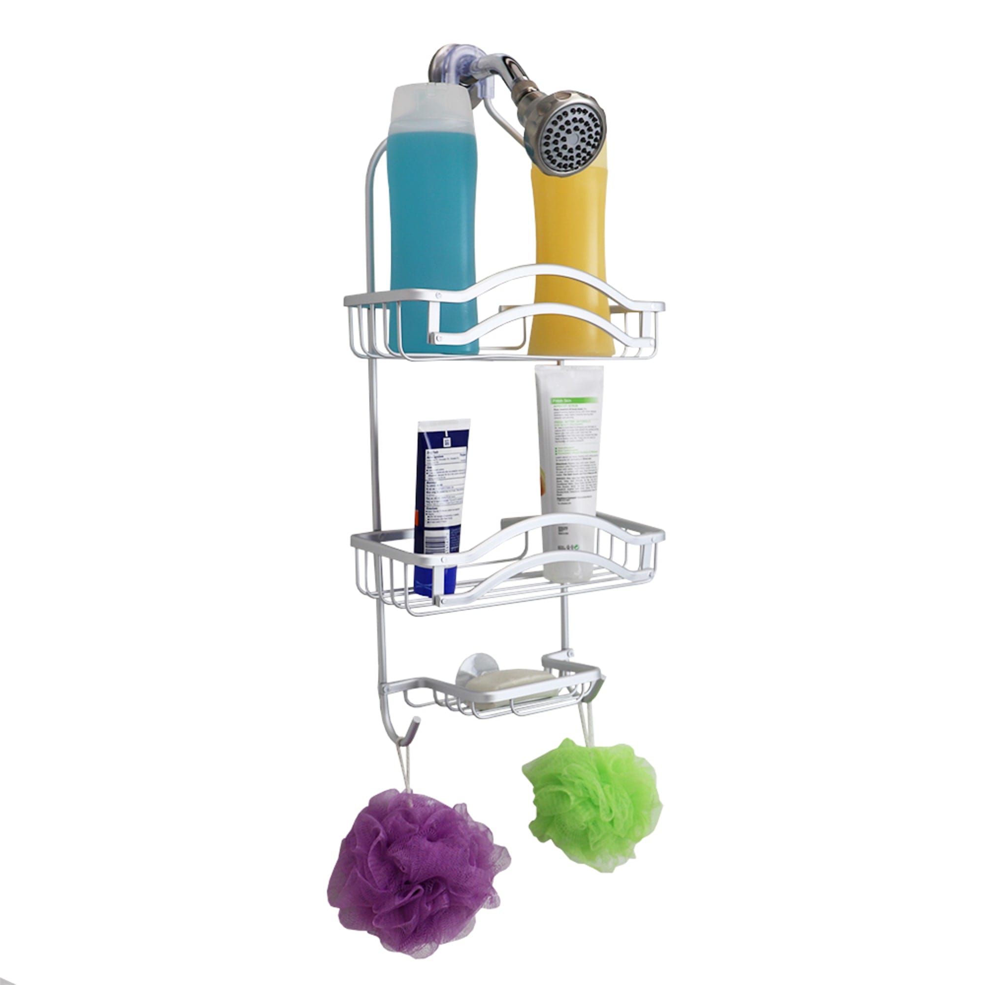 Rectangle Shower Caddy Shelf, Suction Cup, Aluminum Shower