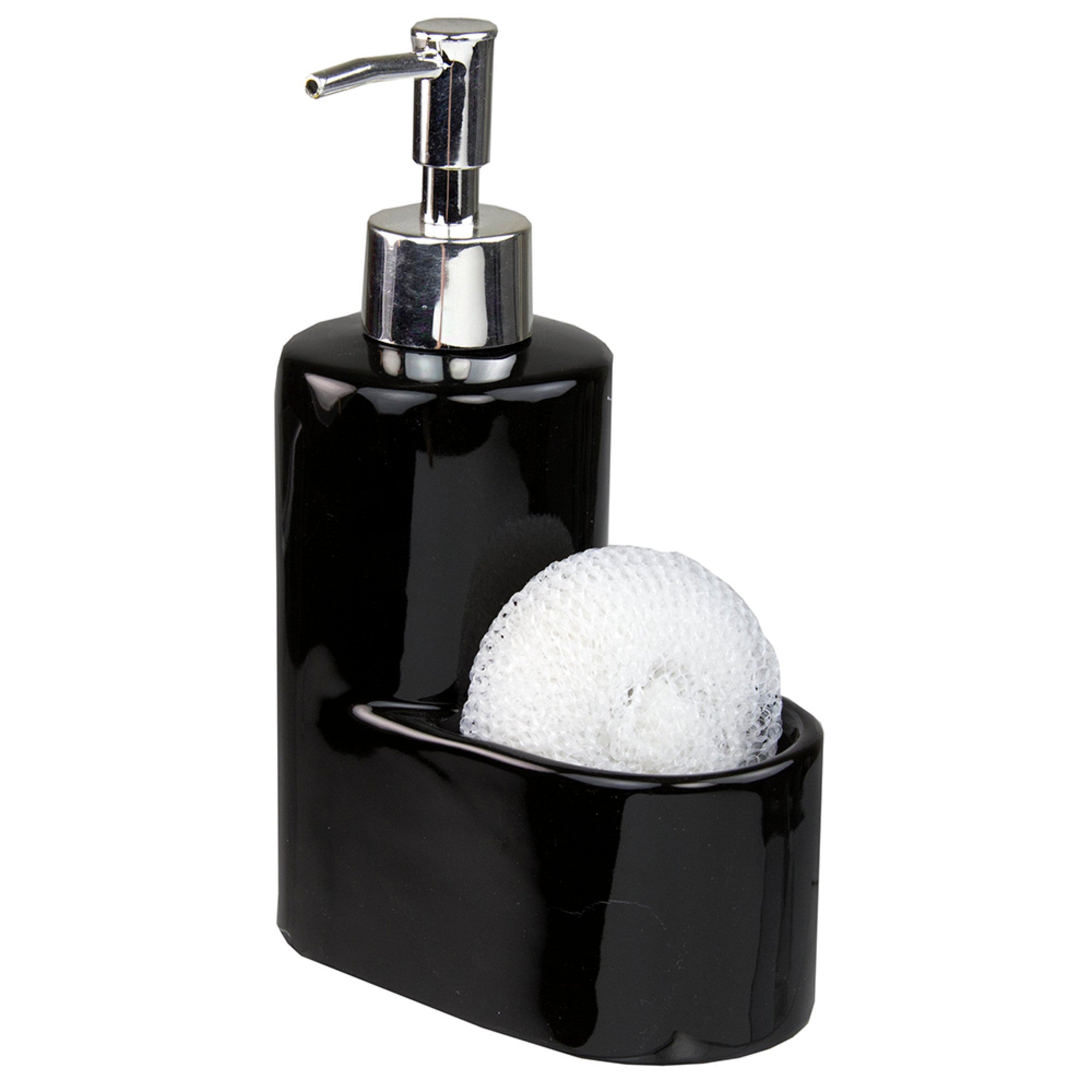 Home Basics Plastic Soap Dispenser with Sponge Compartment in