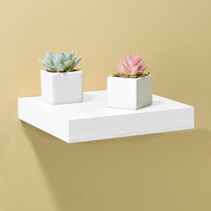 Short Rectangle Floating Wood Shelf, White