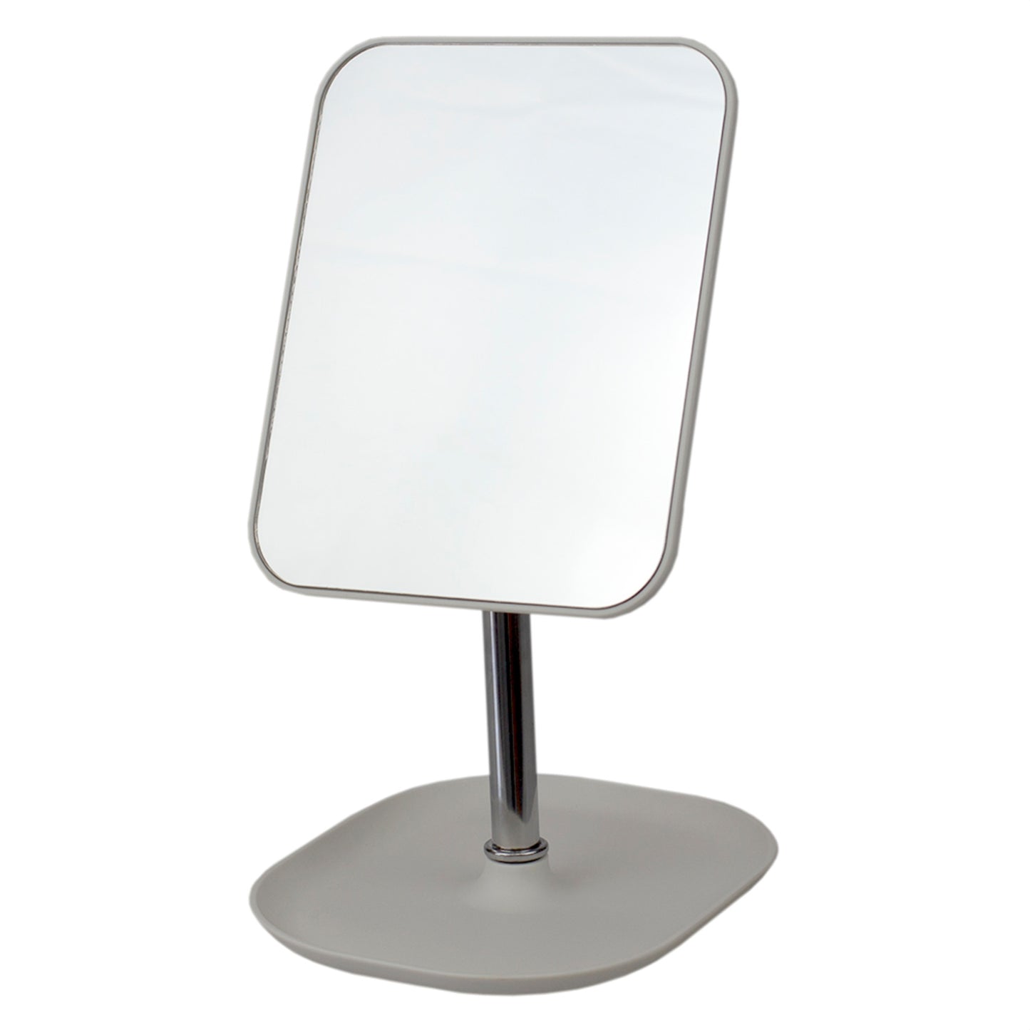 Home Basics Modern & Contemporary Double Sided Adjustable Smooth Swivel Square Makeup Mirror with Plastic Frame and Tray Base, Ivory - Ivory