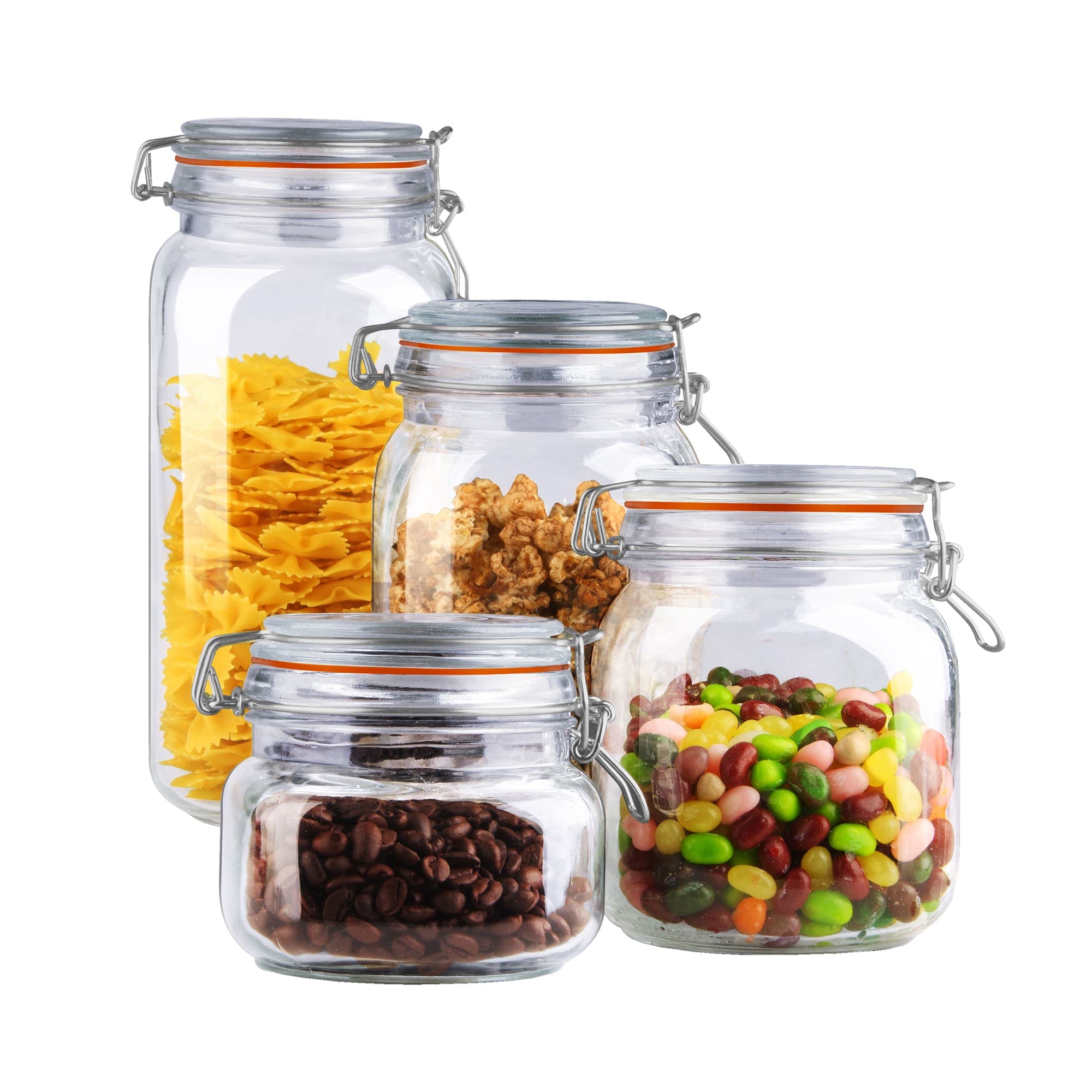 Home Basics Fleur De Lis Clear Glass Food Saver Storage Cookie Jar Canister  Container with Ceramic Lid (Medium)