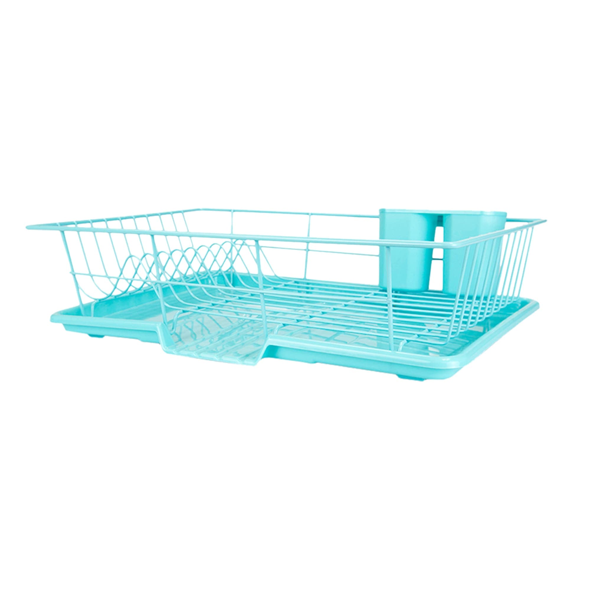 Plastic/Steel 2 Tier Dish Rack Home Basics Finish: Turquoise