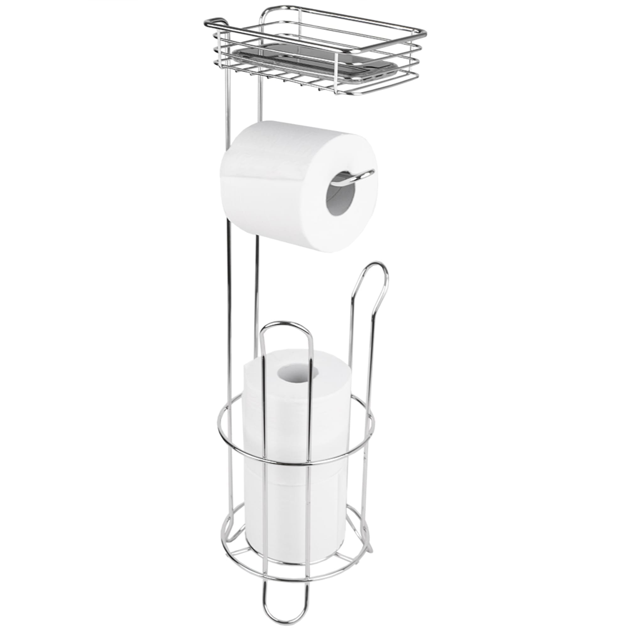 Home Basics White 2-Tier Cabinet With Toilet Paper Holder