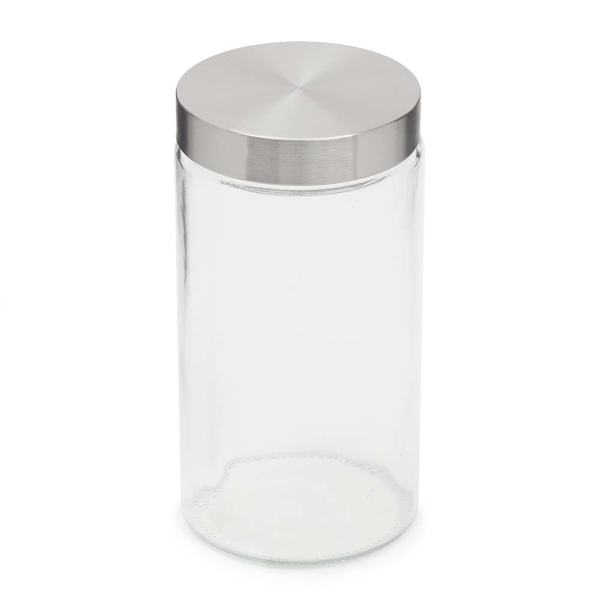 Set of 3 PLAIN Stainless Steel Polished Canisters Jars See through Clear Lid