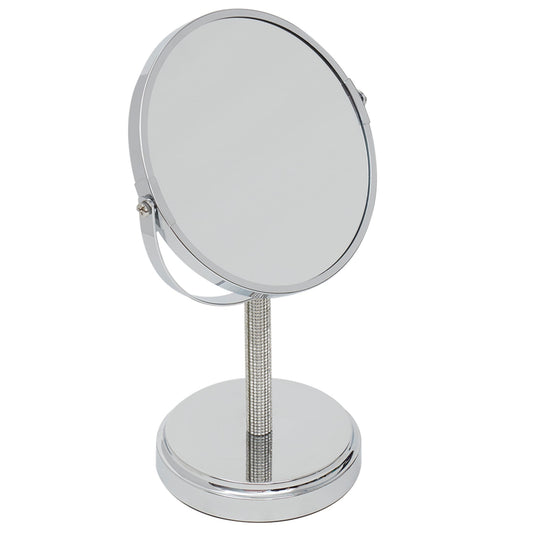 Diamond Double Sided Cosmetic Mirror, (1x/5x Magnification), Chrome