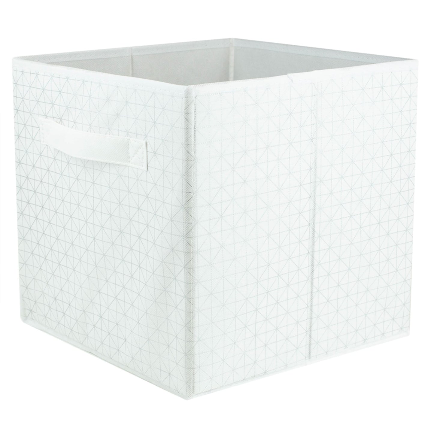 Metallic Diamond Collapsible Non-Woven Storage Cube, White