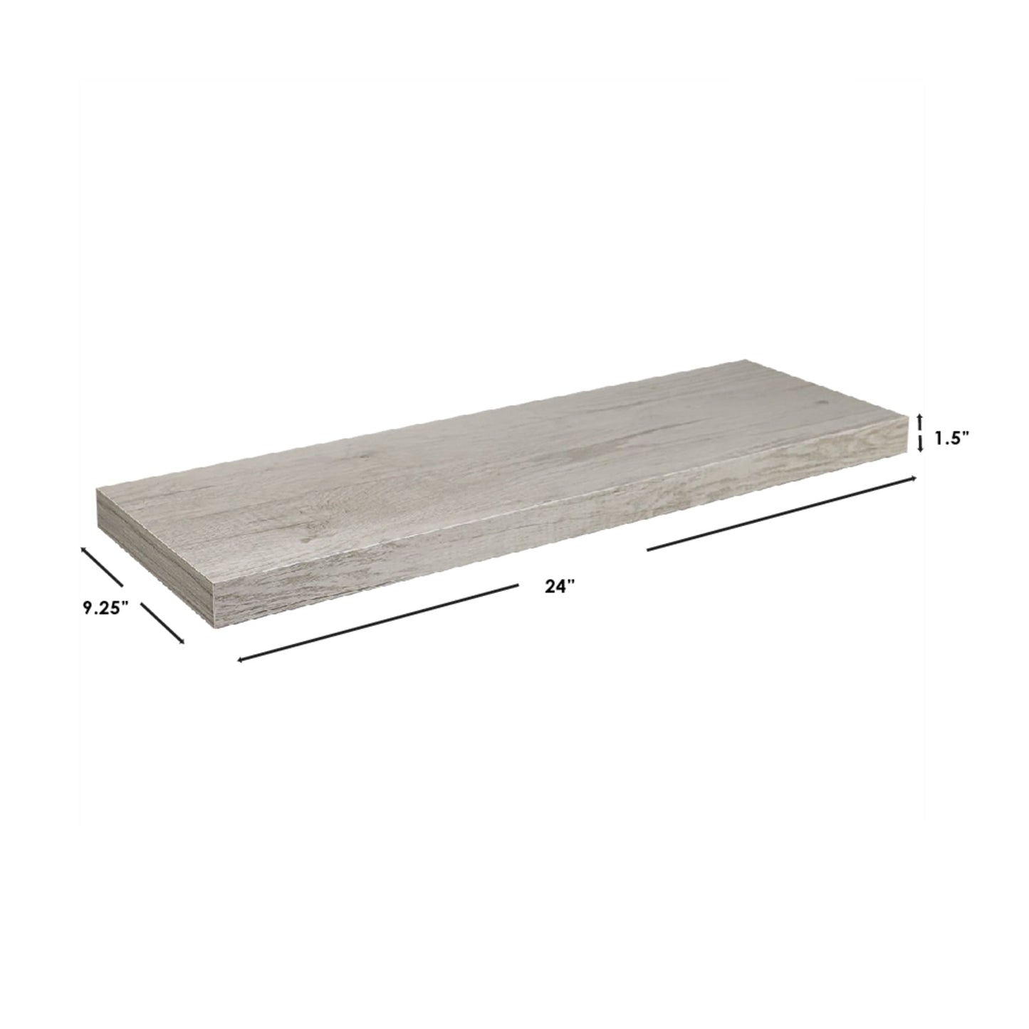 Long Rectangle Floating Wood Shelf, Grey