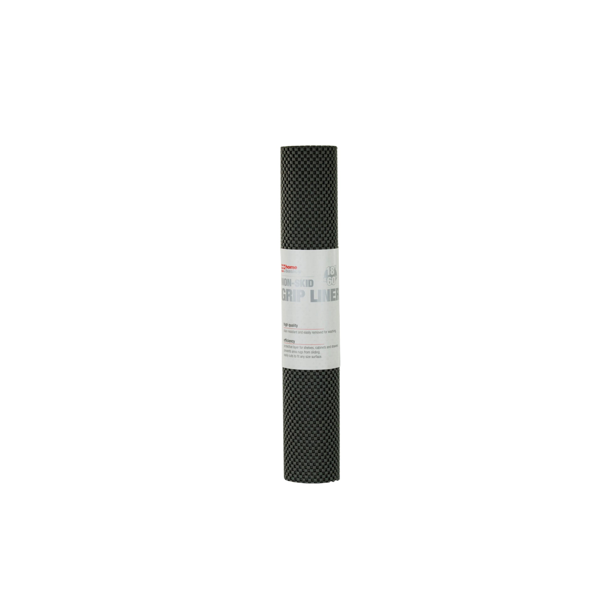 Home Basics Non-Adhesive  18” x 60”  Rubber Shelf Grip Liner - Black