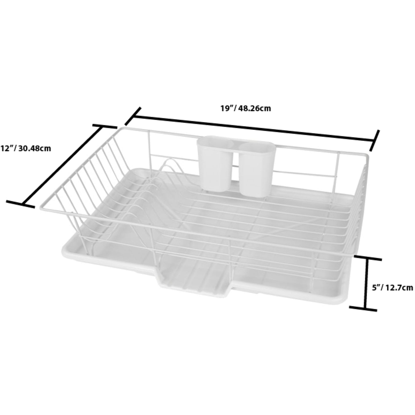 3 Piece Vinyl Coated Steel Dish Drainer, White