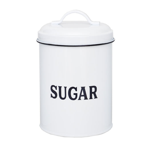 Home Basics Countryside Sugar Tin Canister, White - Sugar