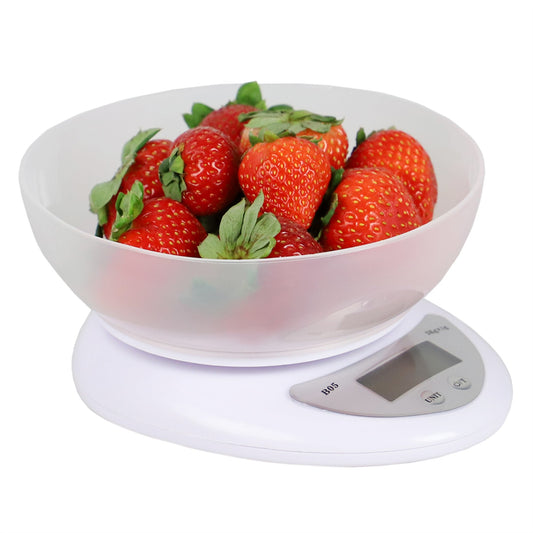 Digital Food Scale with Plastic Bowl, White