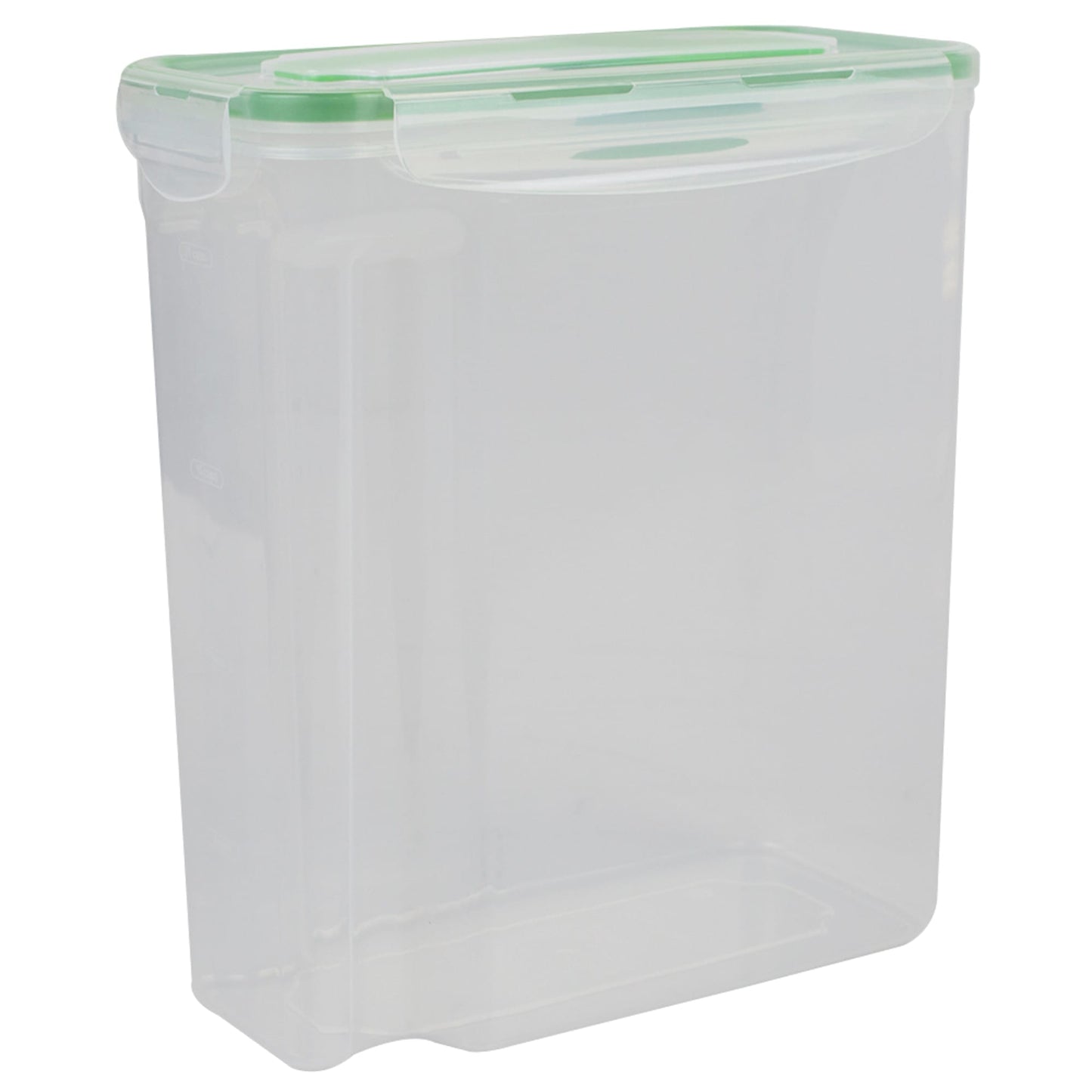 4-Sided Locking Plastic Cereal Storage Container with Spoon, Seafoam Green