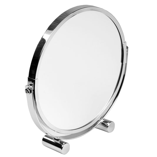 Double Sided Tabletop and Countertop Portable Cosmetic Mirror, Chrome