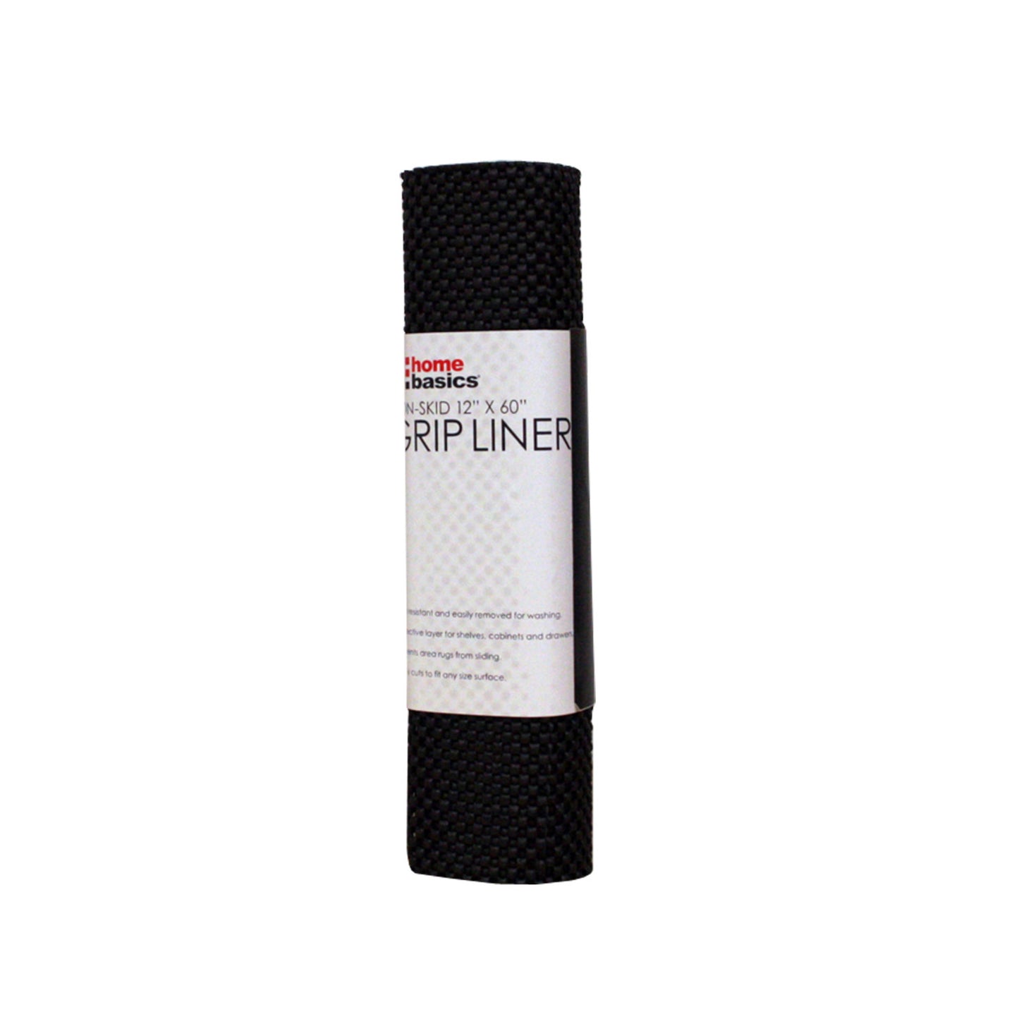Home Basics Non-Adhesive  12” x 60”  Rubber Shelf Grip Liner - Black