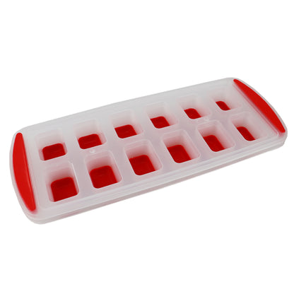 Home Basics Pop-Out 12 Compartment Rectangle Plastic Ice Cube Tray, Red - Red