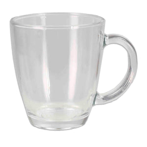 Tapered Glass Mug with Thick Handle, Clear