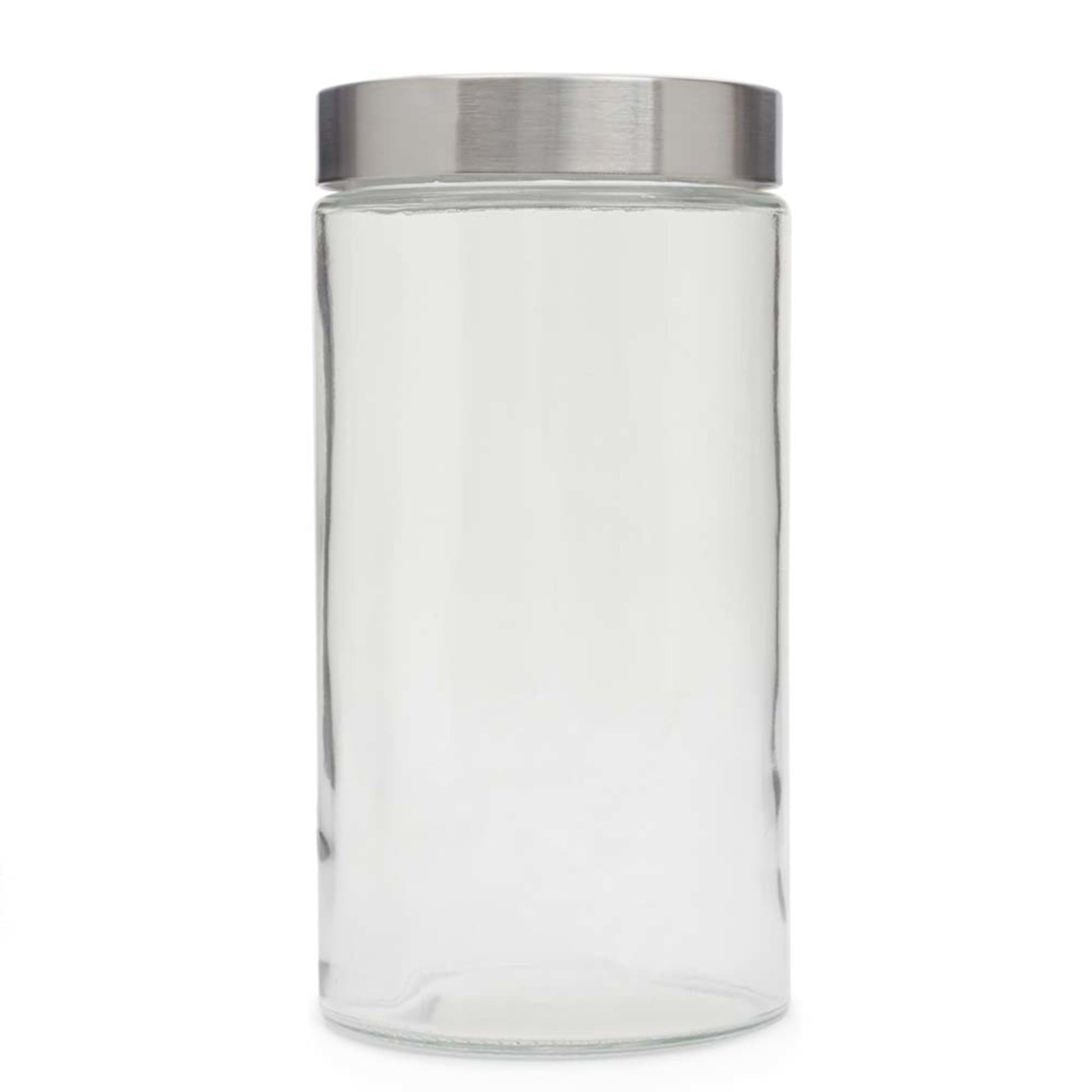 Home Basics 67 oz. X-Large Round Glass Canister With Stainless
