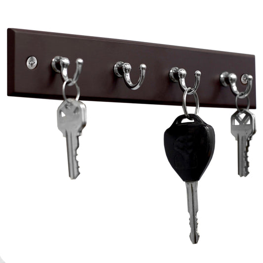 4 Hook Wall Mounted Key Rack, Cherry