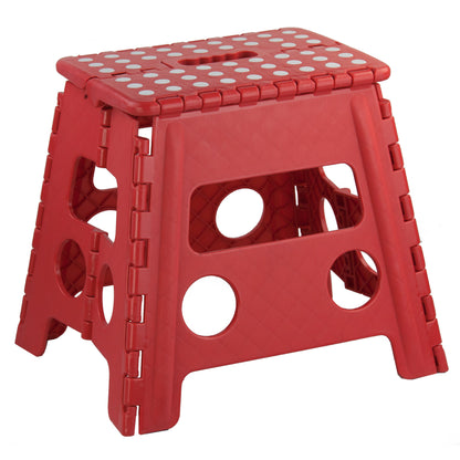 Home Basics Large Plastic Folding Stool with Non-Slip Dots, Red - Red