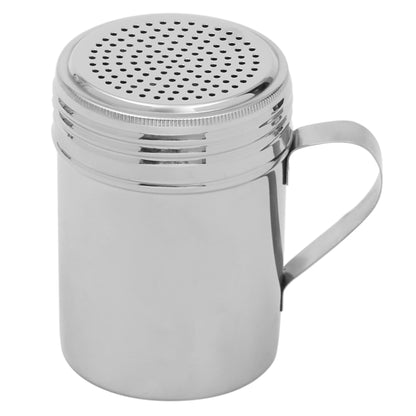 10 oz.  Stainless Steel Dredge Condiment and Spice Shaker with Easy Grip Handle, Silver