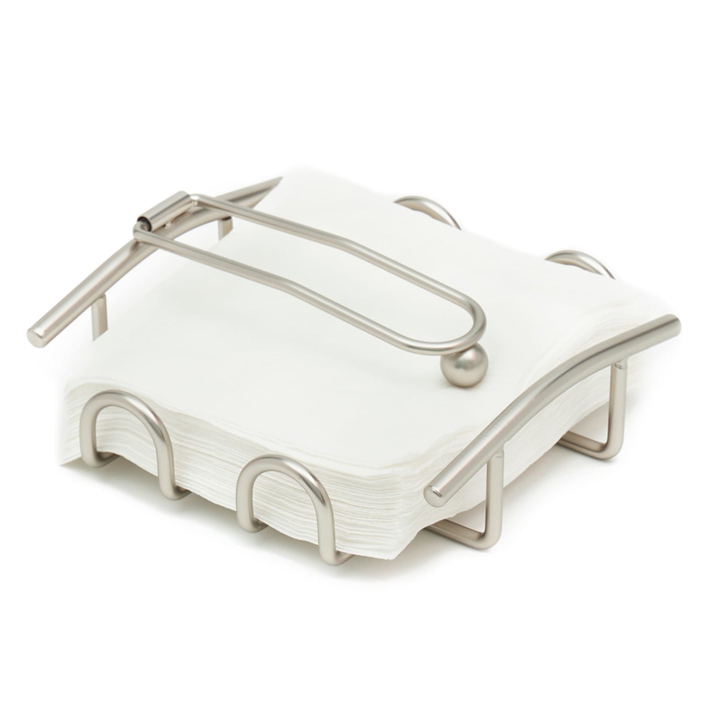 Michael Graves Design Simplicity Flat Steel Napkin Holder with Weighted Pivoting Arm, Satin Nickel