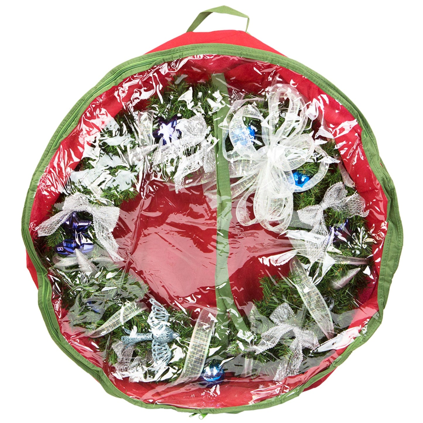 Textured PVC 30" Christmas Wreath Bag, Red/Green