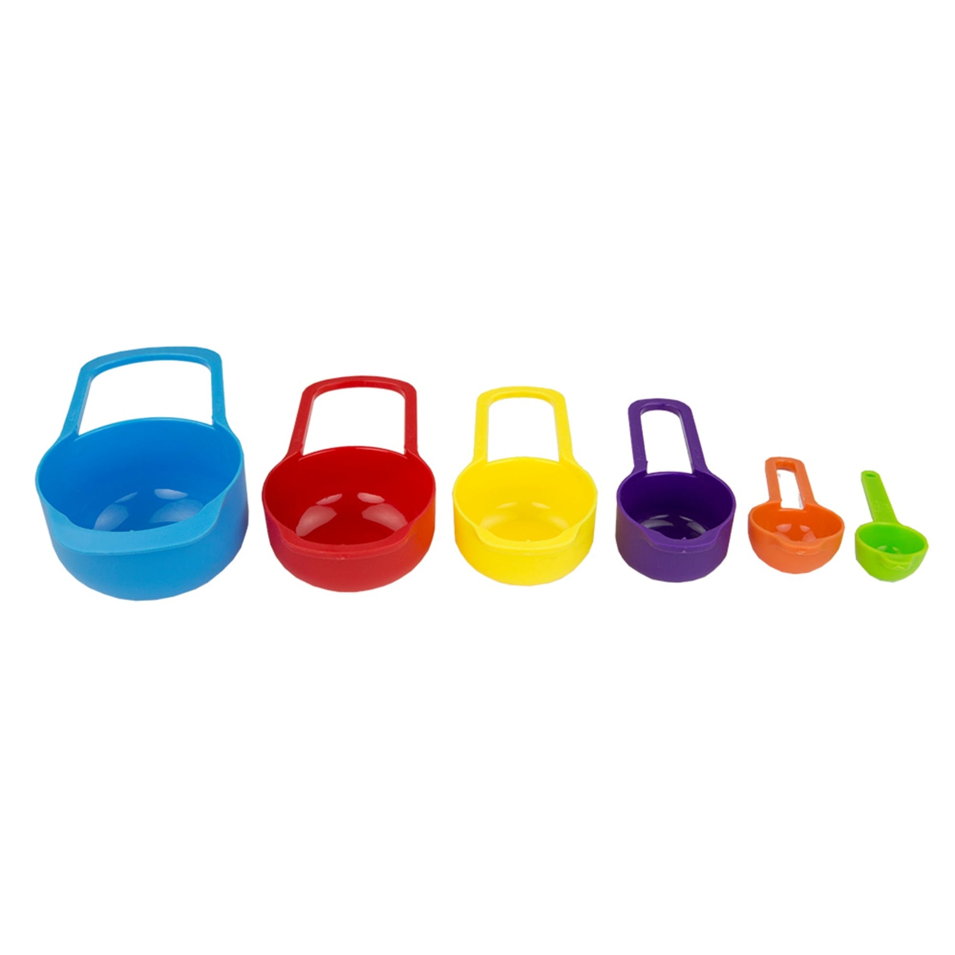 Wholesale 6pc Measuring Cup Set- Assorted Colors PURPLE YELLOW GREEN RED  BLUE ORANGE