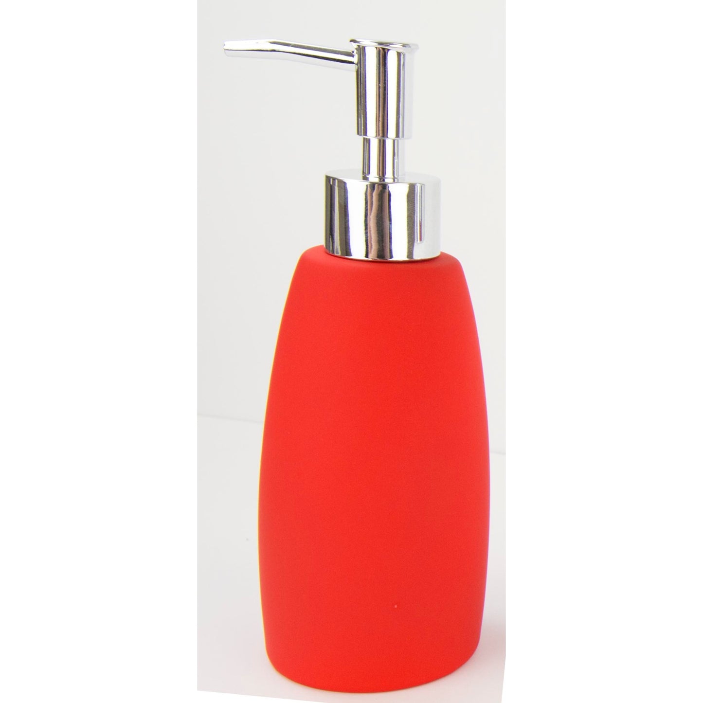 Home Basics Rubberized Ceramic Cylinder Soap Dispenser, Red - Red