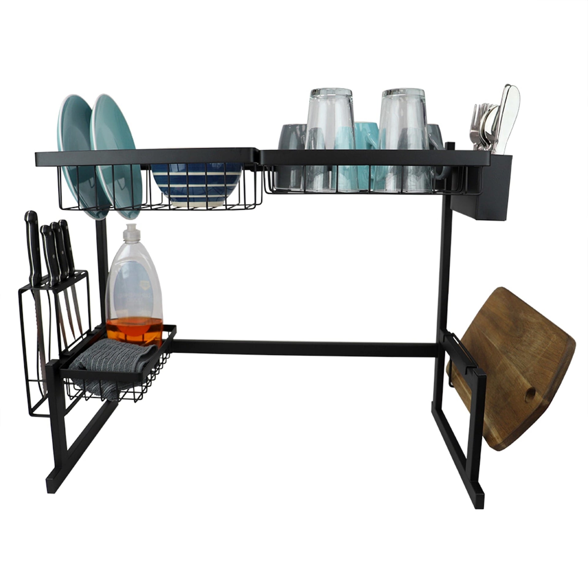  Home Basics Over Sink Shelf, (Chrome) Steel Over The Kitchen Sink  Organizer for Soap, Sponges, Scrubbers, and More