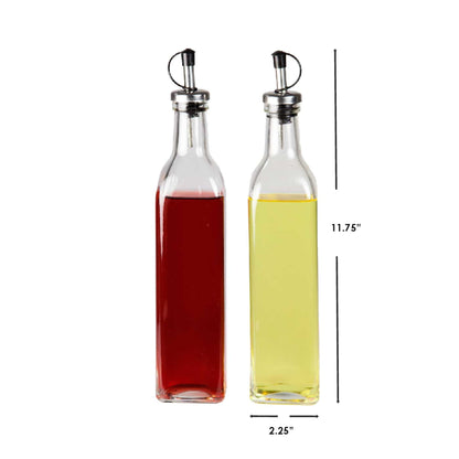 Leak Proof Easy Pour Oil and Vinegar Bottle, (Set of 2), Clear