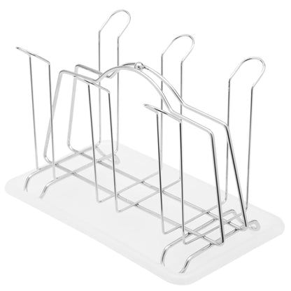 Metal Cup Drying Rack with Draining Tray, White