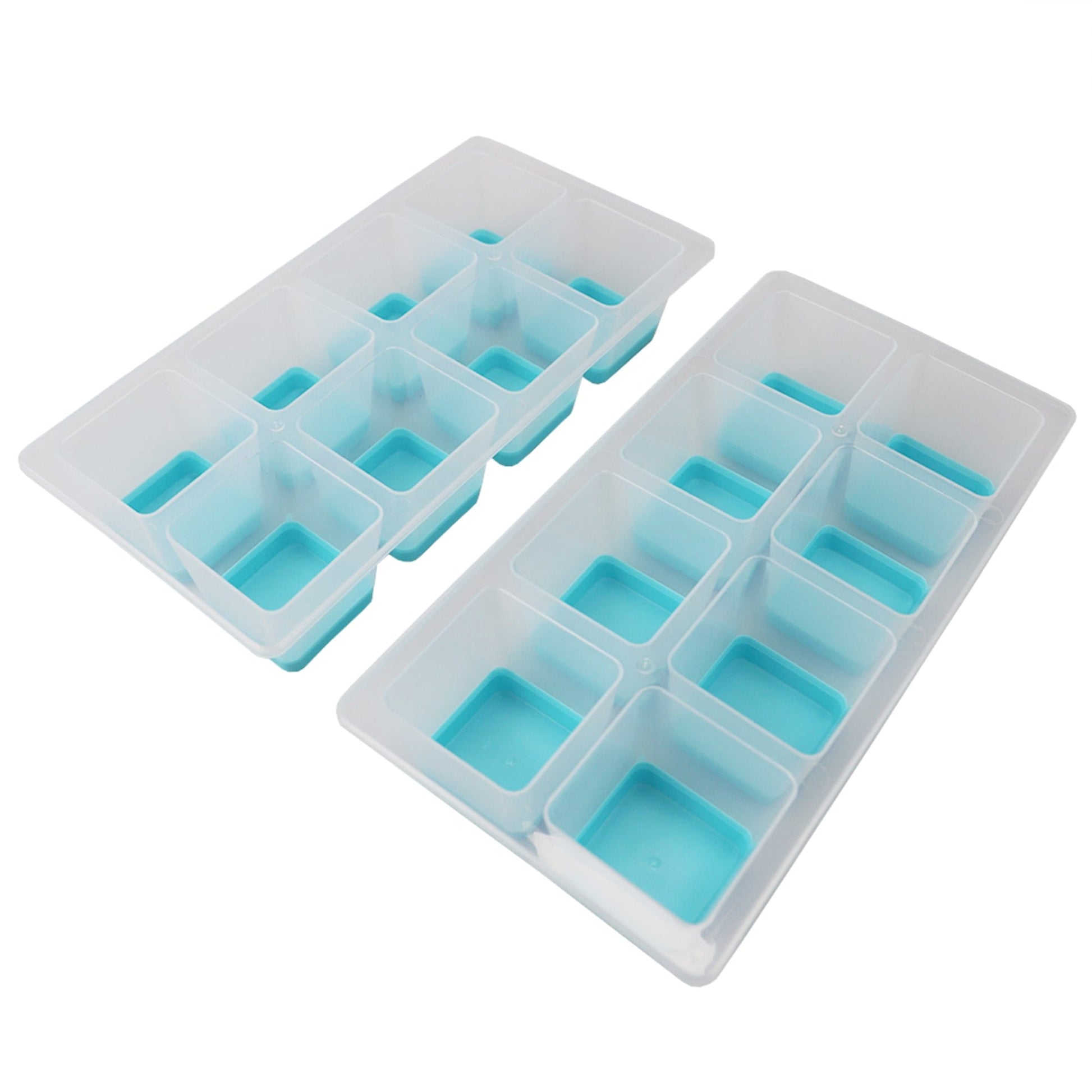 Handy Housewares 2 Jumbo Silicone Push Ice Cube Tray - Makes 8 Large Cubes  - Teal Green