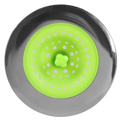 Home Basics Brights Silicone Sink Strainer with Stainless Steel Rim, Green - Green
