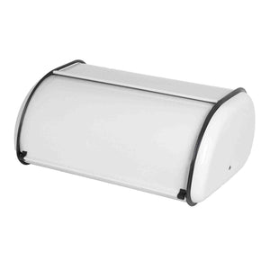 Roll-Top Lid Steel Bread Box, White