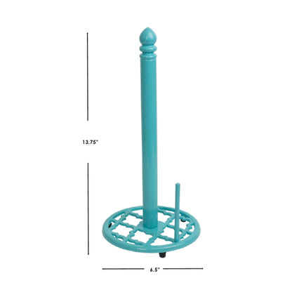 Lattice Collection Cast Iron Paper Towel Holder, Turquoise