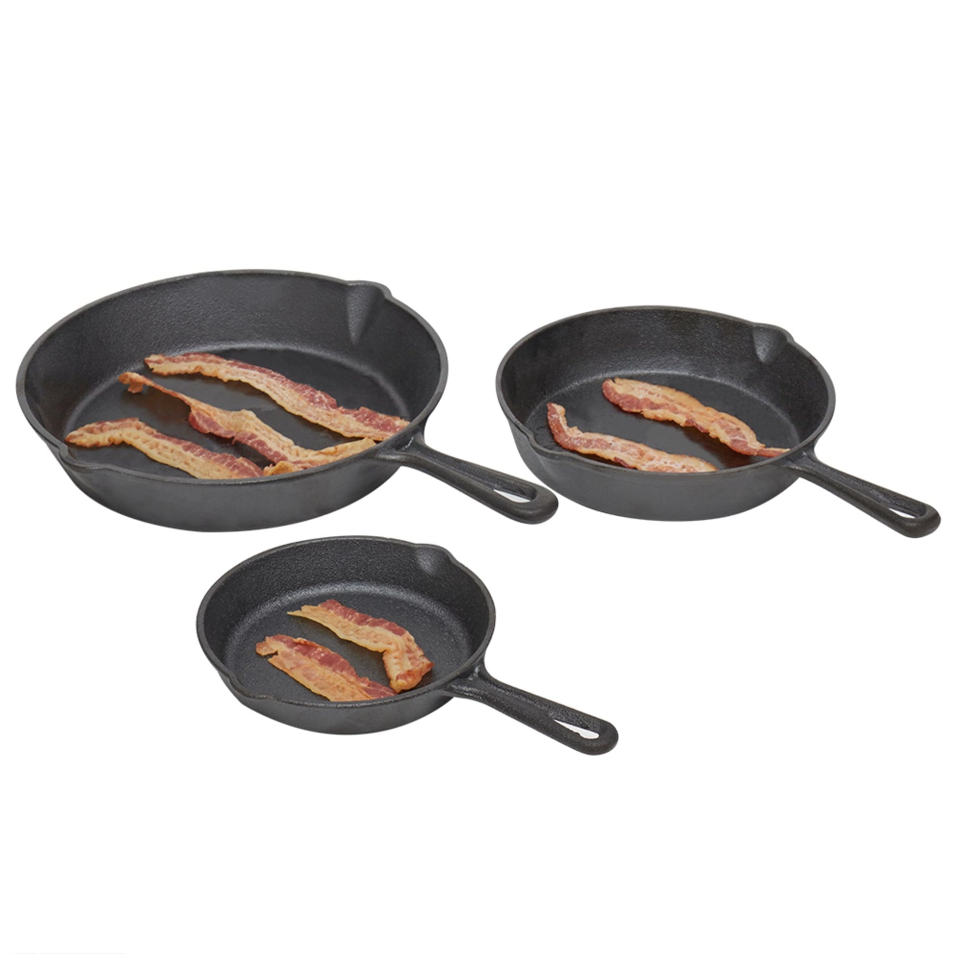 NewHome 3pcs Pre-Seasoned Cast Iron Skillet Set, 6/8/10in Non-Stick Oven Safe Cookware Heat-Resistant Frying Pan, Size: Small Product 24.5x15.5x3cm/