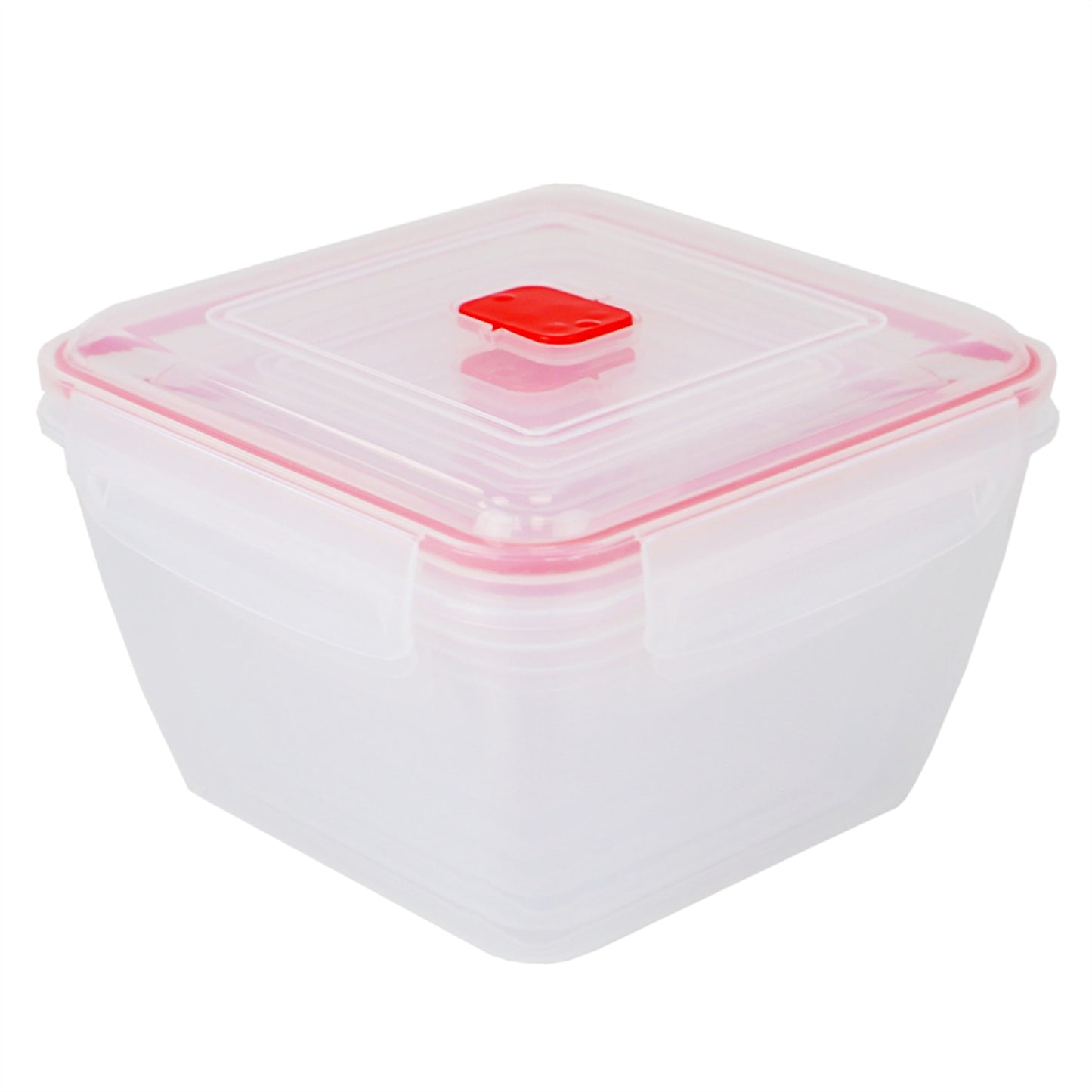 10 Piece Locking Square Plastic Food Storage Containers with Ventilated Snap-On Lids, Red