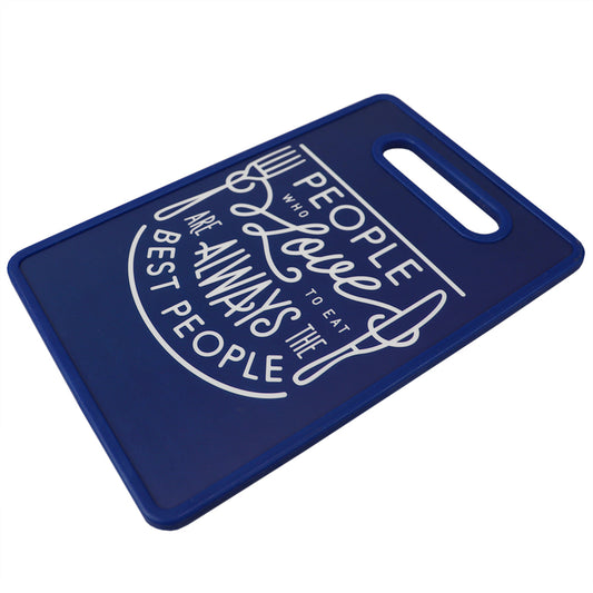 Home Basics Typography 8" x 12" Plastic Cutting Board, Navy - Navy Blue