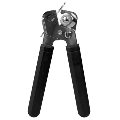 Stainless Steel Manual Handheld Can Opener with Long Smooth Grip Rubber Handles, Black