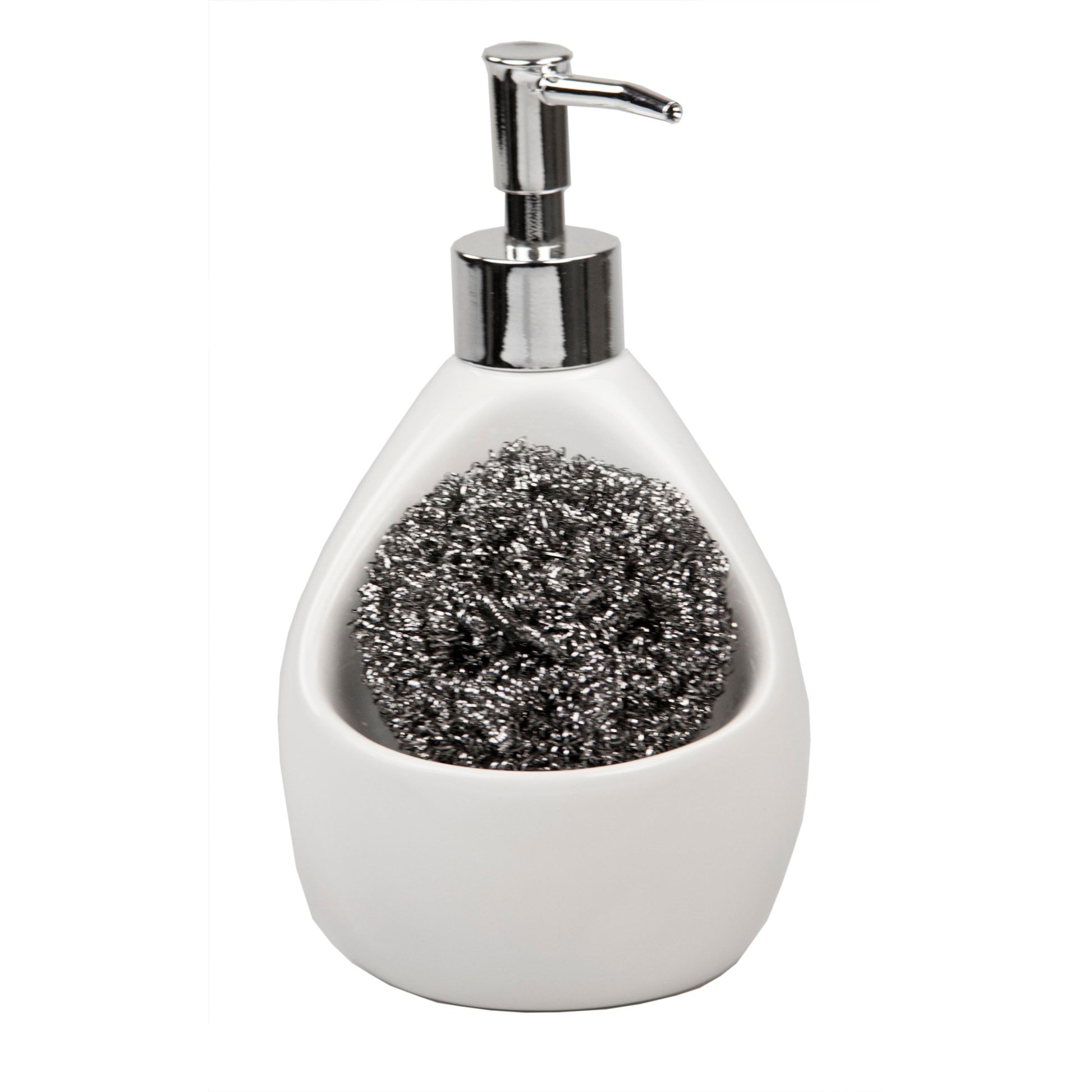 Home Basics Soap Dispenser with Sponge Holder - White