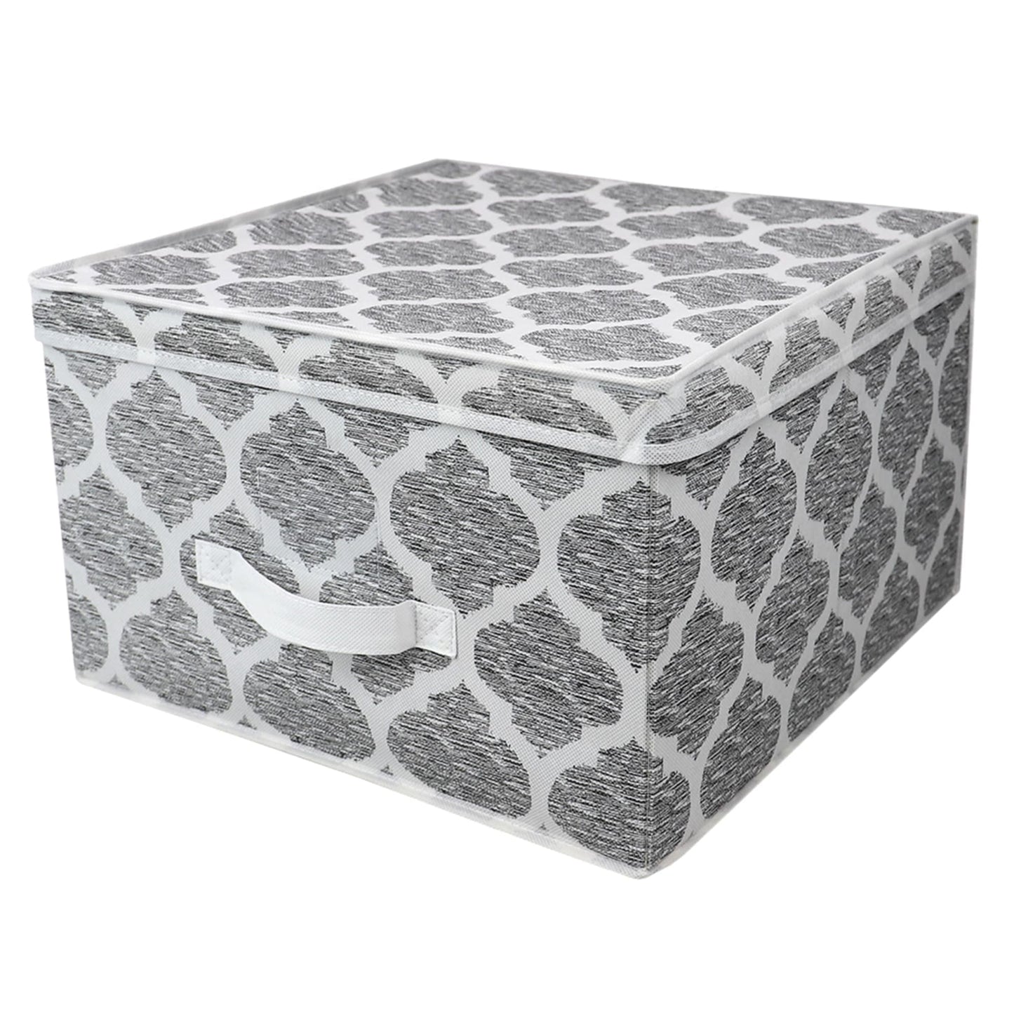 Arabesque Jumbo Non-Woven Storage Box with Label Window, Grey